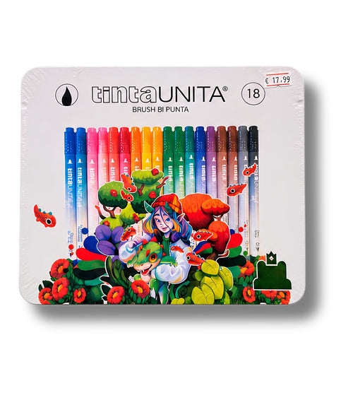 Set 18 Pennarelli Brush Bi-Punta Tintaunita Fraffrog