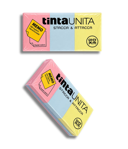 Set 3 Blocchetti Post-It Tintaunita Desk Stacca&Attacca - 300 Foglietti Totali Colori Pastello (40X50 Mm)