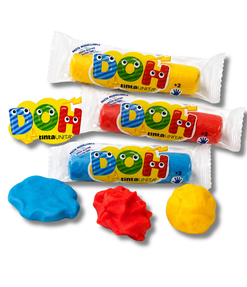 Kit Pasta da modellare Tinta Unita Doh 3 salsicciotti di plastilina + 3 formine