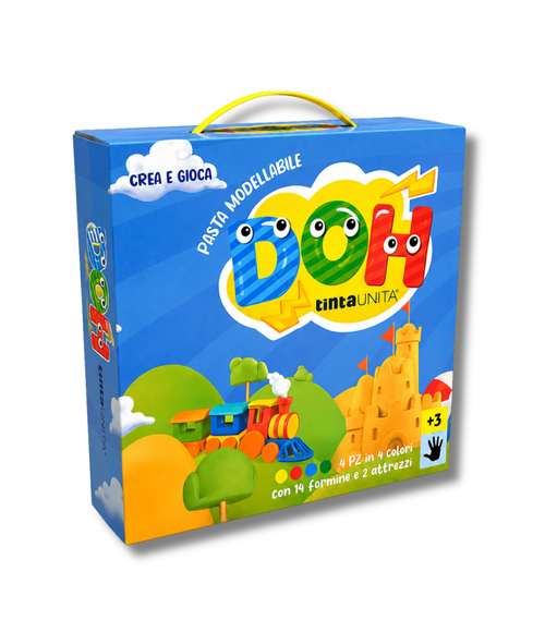 Set Pasta da Modella TintaUnita Doh 4 Barattoli ermetici di Plastillina + accessori